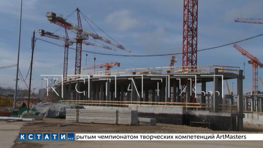 Заместитель министра спорта России сегодня осмотрел строящийся на Стрелке Ледовый дворец