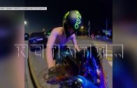 Неадекватный обнаженный угонщик, сначала пытался украсть мотоцикл, а потом бегал за хозяином